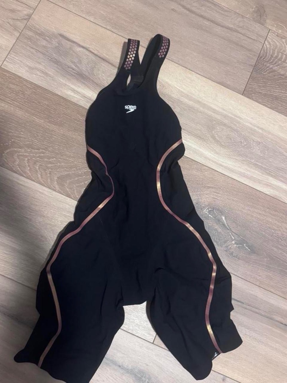 Speedo Black Kneeskin Swimsuit with Metallic Rose Trim